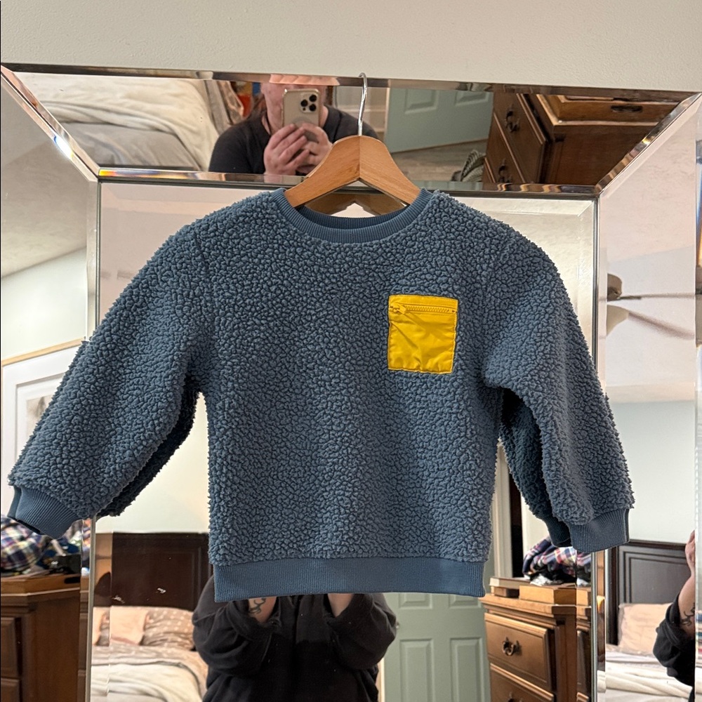 Old Navy - Boys Textured Blue Sweater with Yellow Pocket